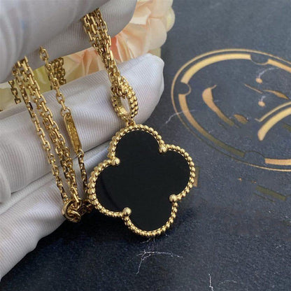 [Elowen Jewels]CLOVER 25MM GOLD ONYX BIG CLOVER NECKLACE