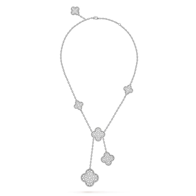 [Elowen Jewels]CLOVER 5 MOTIFS SILVER DIAMONDS NECKLACE