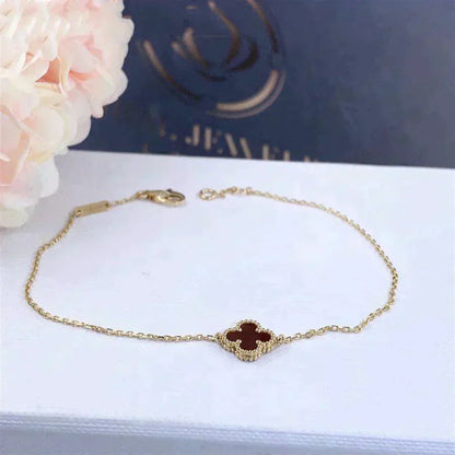[Elowen Jewels]CLOVER  CARNELIAN SINGLE FLOWER BRACELET