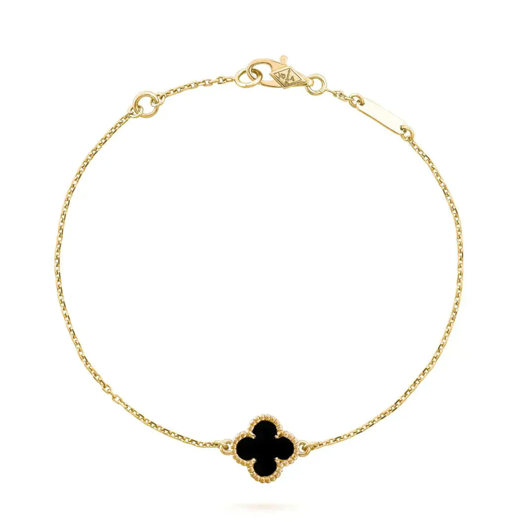 [Elowen Jewels]CLOVER ONYX SINGLE FLOWER BRACELET