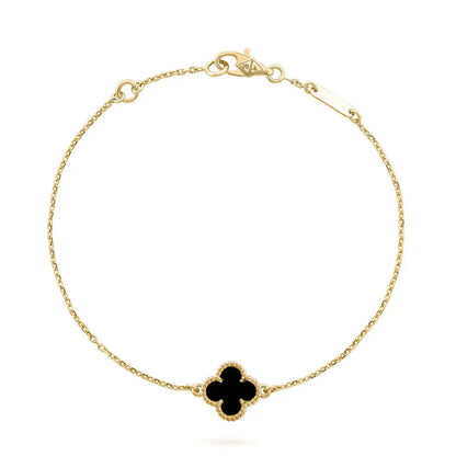[Elowen Jewels]CLOVER ONYX SINGLE FLOWER BRACELET