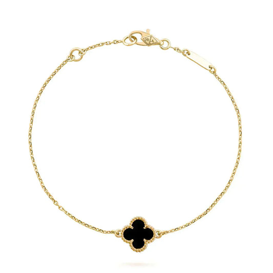 [Elowen Jewels]CLOVER ONYX SINGLE FLOWER BRACELET