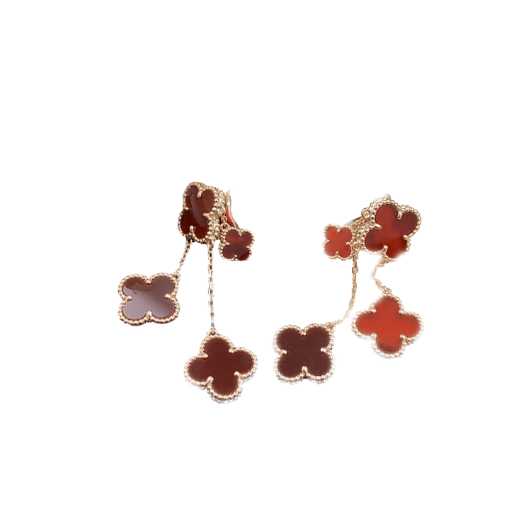 [Elowen Jewels]CLOVER EARRINGS CARNELIAN 4 MOTIFS PINK GOLD