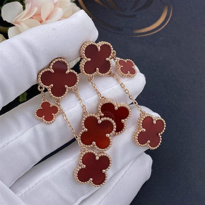[Elowen Jewels]CLOVER EARRINGS CARNELIAN 4 MOTIFS PINK GOLD