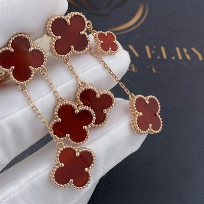 [Elowen Jewels]CLOVER EARRINGS CARNELIAN 4 MOTIFS PINK GOLD