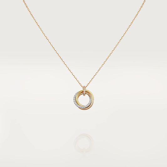 [Elowen Jewels]TRINITY NECKLACE SILVER GOLD PINK GOLD DIAMONDS