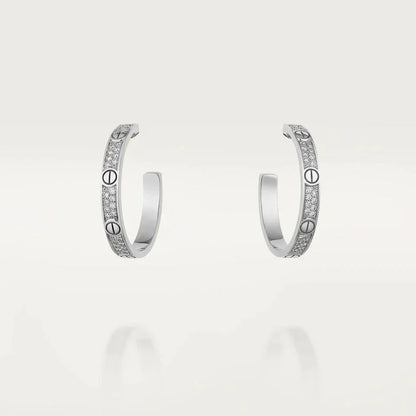 [Elowen Jewels]LOVE DIAMOND SILVER HOOP EARRINGS