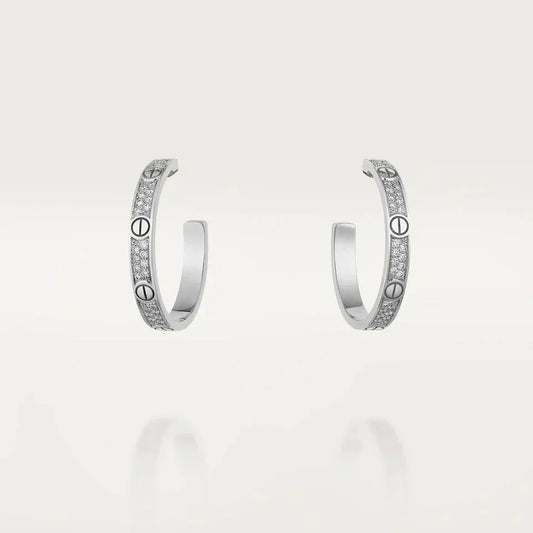 [Elowen Jewels]LOVE DIAMOND SILVER HOOP EARRINGS