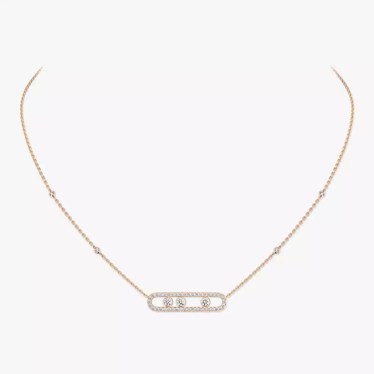 [Elowen Jewelry] Move Pave_ Rose Gold Diamond Necklace