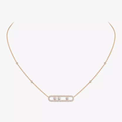 [Elowen Jewelry] Move Pave_ Rose Gold Diamond Necklace
