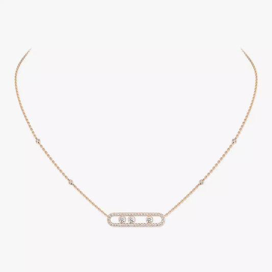 [Elowen Jewelry] Move Pave_ Rose Gold Diamond Necklace
