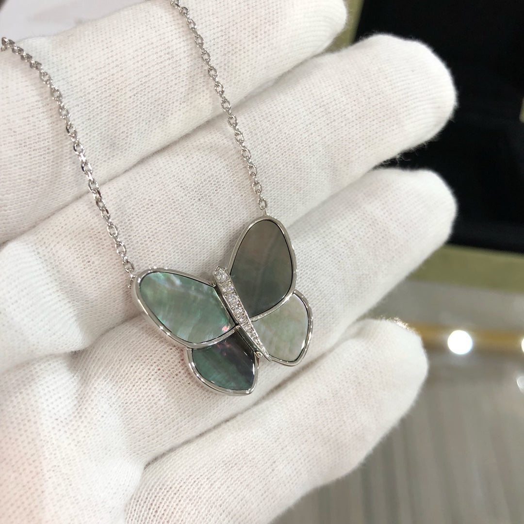 [Elowen Jewels]LARGE BUTTERFLY SILVER PENDANT DIAMOND NECKLACE