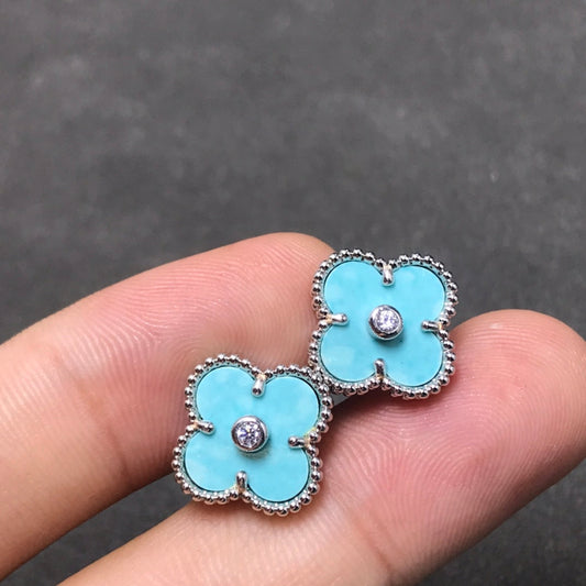 [Elowen Jewels]CLOVER 1 DIAMOND BLUE SKY SILVER EARRINGS
