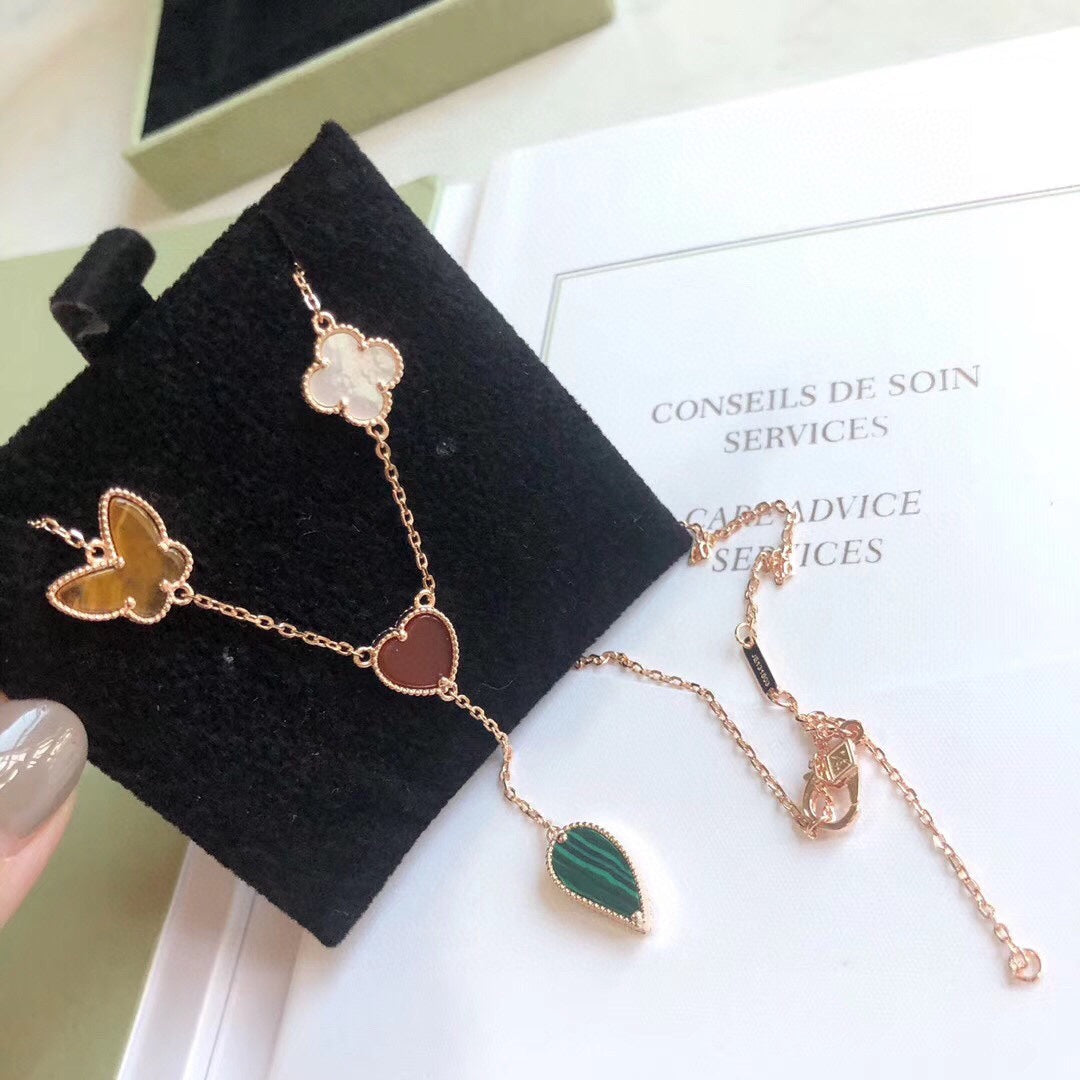 [Elowen Jewels]LUCKY SPRING 4 MOTIFS ROSE GOLD NECKLACE