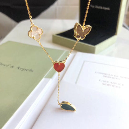 [Elowen Jewels]LUCKY SPRING 4 MOTIFS ROSE GOLD NECKLACE