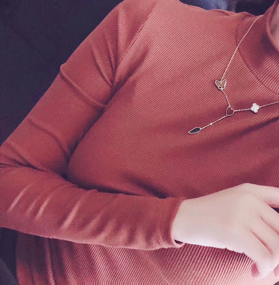 [Elowen Jewels]LUCKY SPRING 4 MOTIFS ROSE GOLD NECKLACE