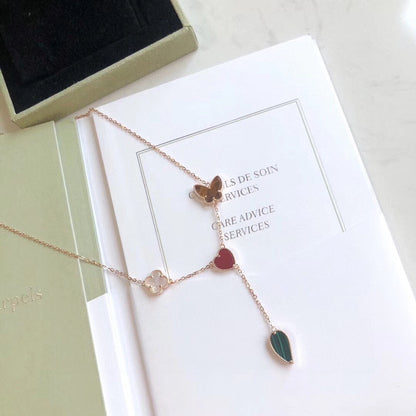 [Elowen Jewels]LUCKY SPRING 4 MOTIFS ROSE GOLD NECKLACE