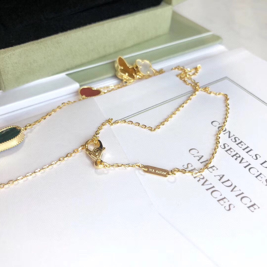 [Elowen Jewels]LUCKY SPRING 4 MOTIFS ROSE GOLD NECKLACE