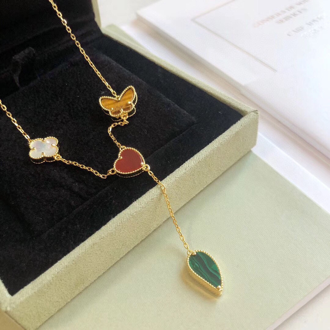 [Elowen Jewels]LUCKY SPRING 4 MOTIFS ROSE GOLD NECKLACE