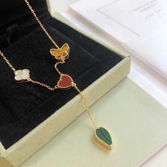 [Elowen Jewels]LUCKY SPRING 4 MOTIFS ROSE GOLD NECKLACE