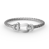 [Elowen Jewel]FORCE LARGE HORSESHOE HALF DIAMOND BRACELET SILVER
