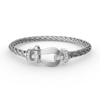 [Elowen Jewels]FORCE LARGE HORSESHOE HALF DIAMOND BRACELET SILVER