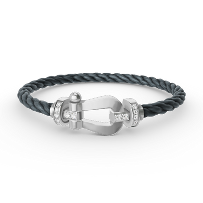 [Elowen Jewels]FORCE LARGE HORSESHOE HALF DIAMOND BRACELET SILVER