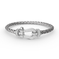 [Elowen Jewel]FORCE LARGE HORSESHOE FULL DIAMOND BRACELET SILVER