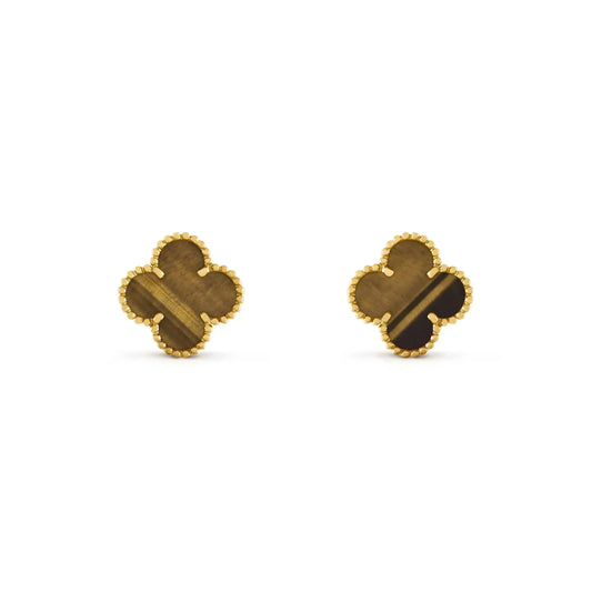 [Elowen Jewels]CLOVER MEDIUM 1 MOTIFS TIGER EYE EARRINGS