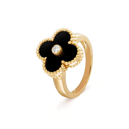 [Elowen Jewels]CLOVER ONYX RING GOLD DIAMOND