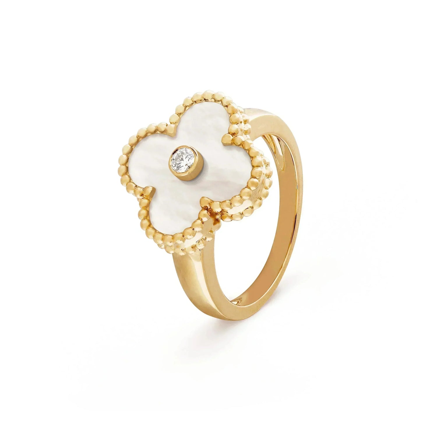 [Elowen Jewels]CLOVER PINK MOP RING GOLD DIAMOND