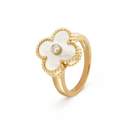 [Elowen Jewels]CLOVER PINK MOP RING GOLD DIAMOND