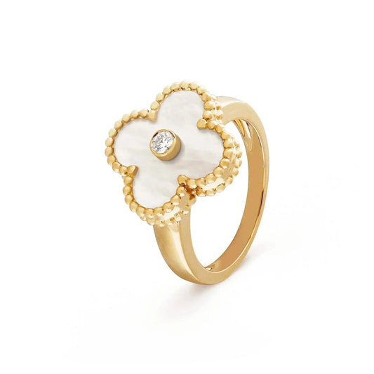 [Elowen Jewels]CLOVER PINK MOP RING GOLD DIAMOND